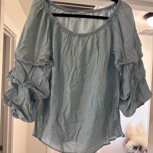 Light Denim Off-Shoulder Women's Top